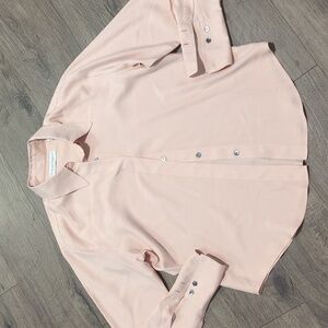 Valerie Stevens Petites Silk Boxy Button Down Blouse Top